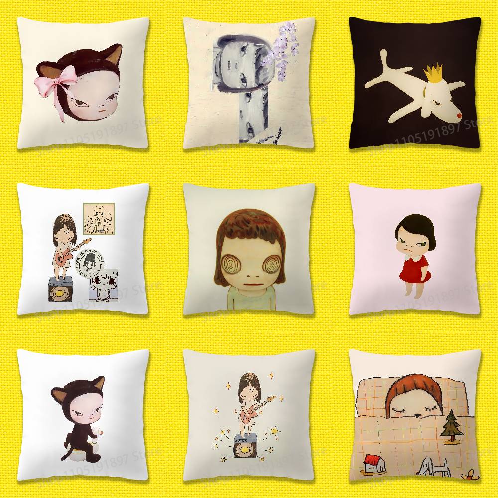 Japanese Home Textiles - Japanese Girl Y-Yoshitomo Nara Throw Pillow