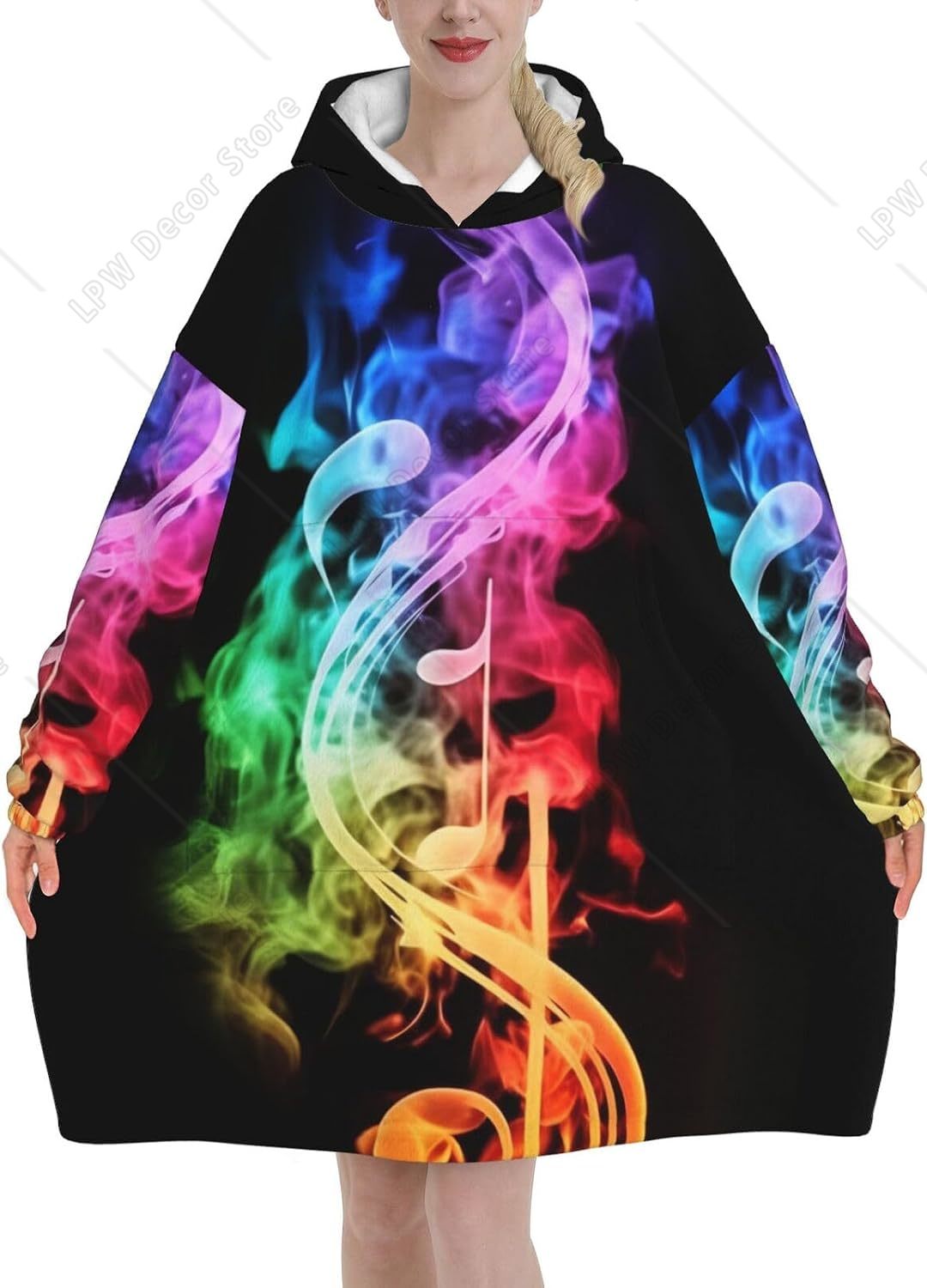 Home Textiles Notes - Colorful Music Notes Print Blanket Hoodies