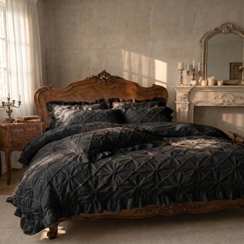 3Pcs White Ruffled Bedding Set - Duvet Insert White review and price