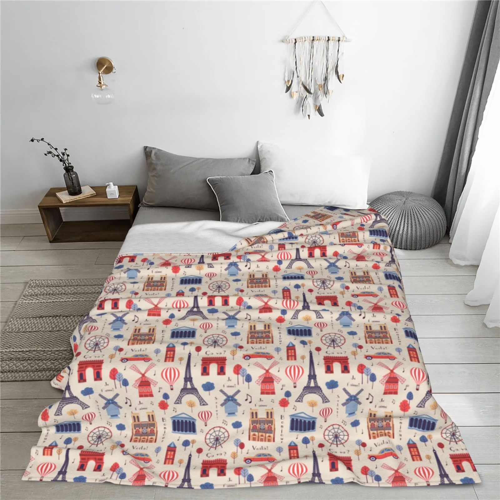Paris Landmark Print Sherpa Fl - Home Textiles Paris review and price